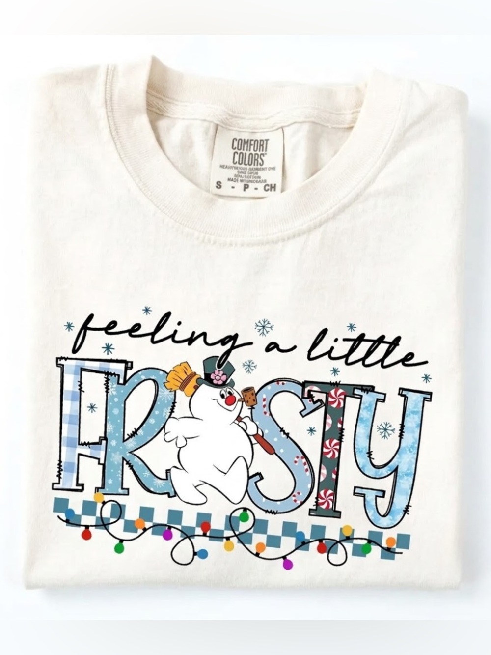 Comfort Colors Feeling a Little Frosty Snowman Christmas Day Graphic Tee